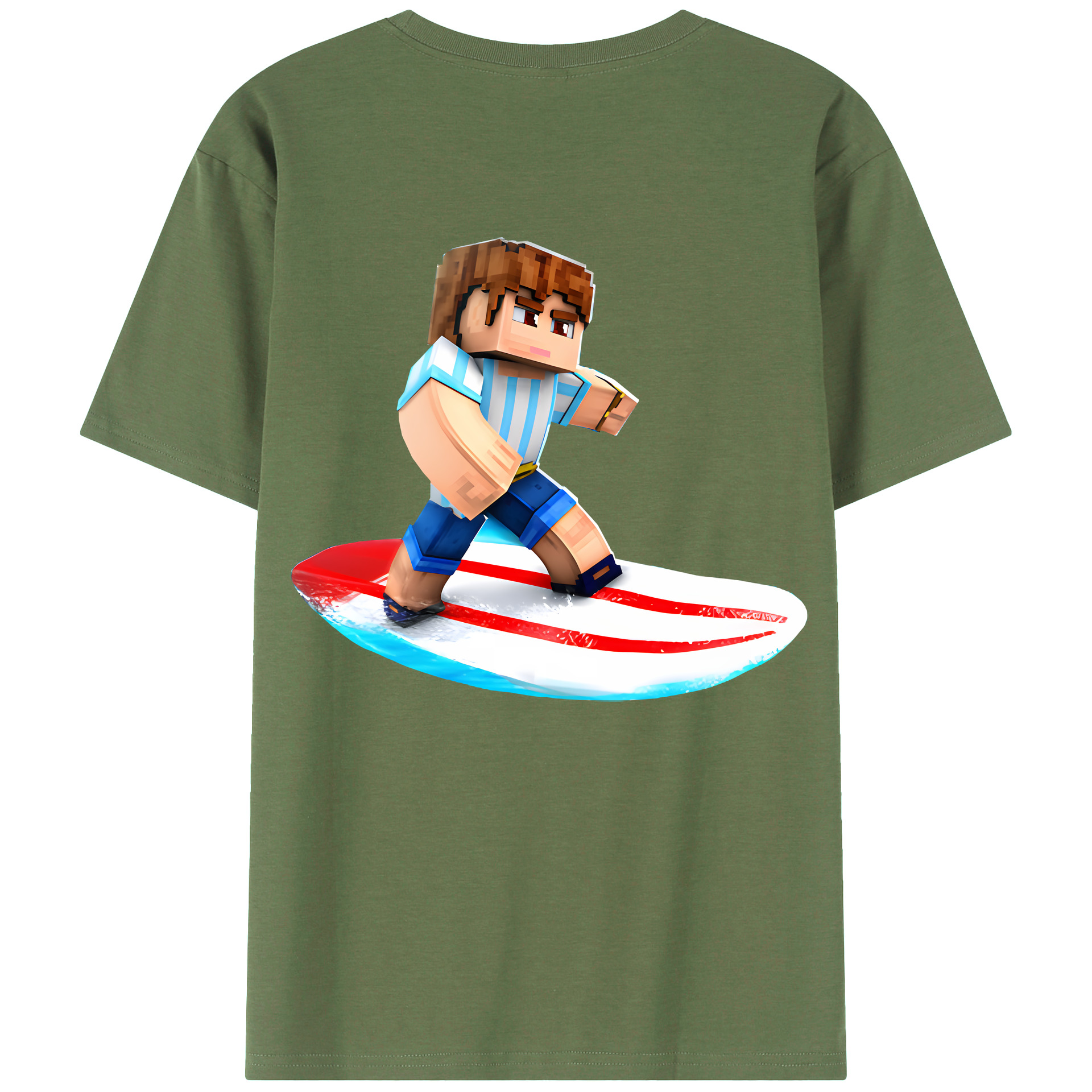 （画像用） マインクラフト ブロックの世界 Minecraft MC Block world 綿100％ メンズ半袖Tシャツ（バックプリント） 通気性